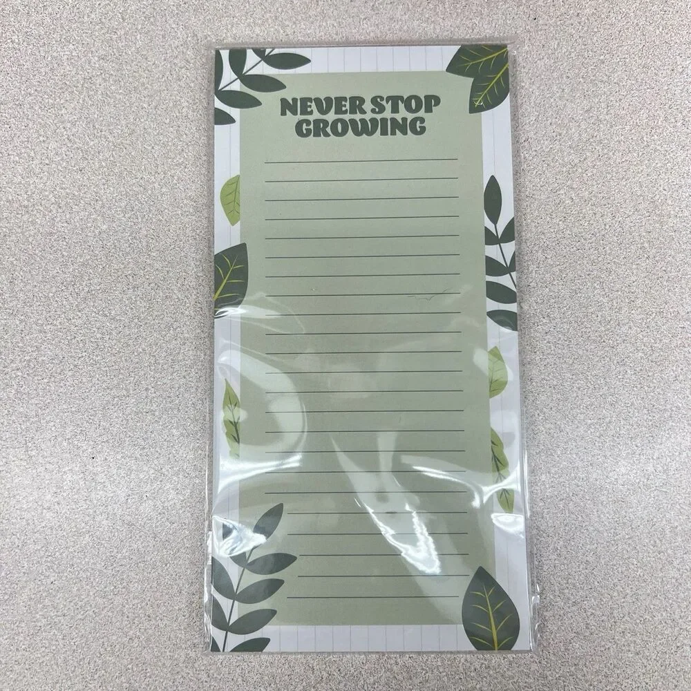 NEVER STOP GROWING Notepad List Pad Magnetic Lined Leaf Houseplants Botanical